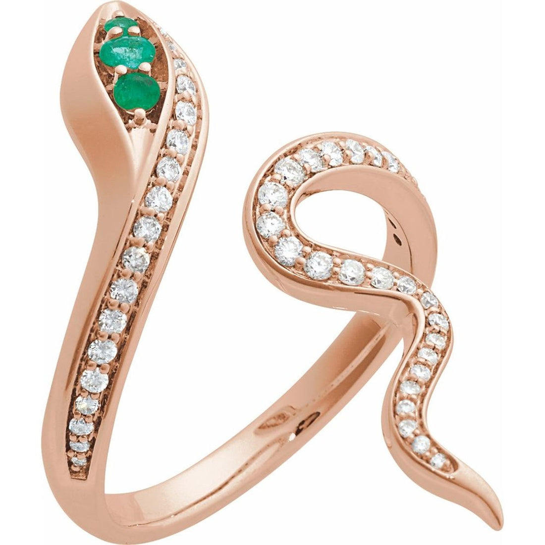 Emerald and Diamond Snake Ring