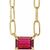 14k Gold Ruby Necklace Set East West with Paper Clip Chain