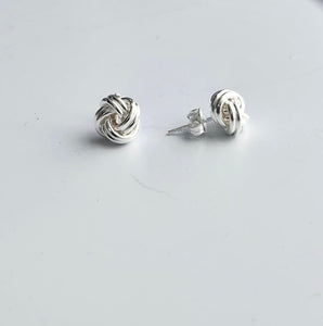 Silver Knot Earrings, Knot Stud Earrings, Simple Silver Earrings