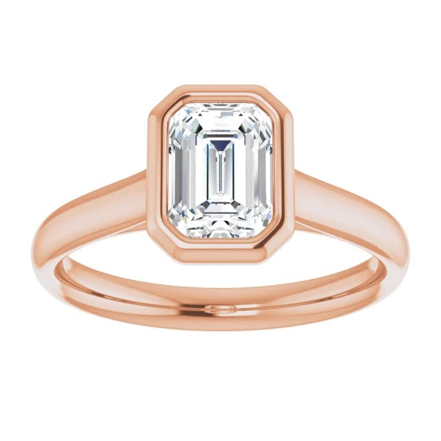 1 Carat Radiant Cut Diamond Engagement Ring in Bezel Setting