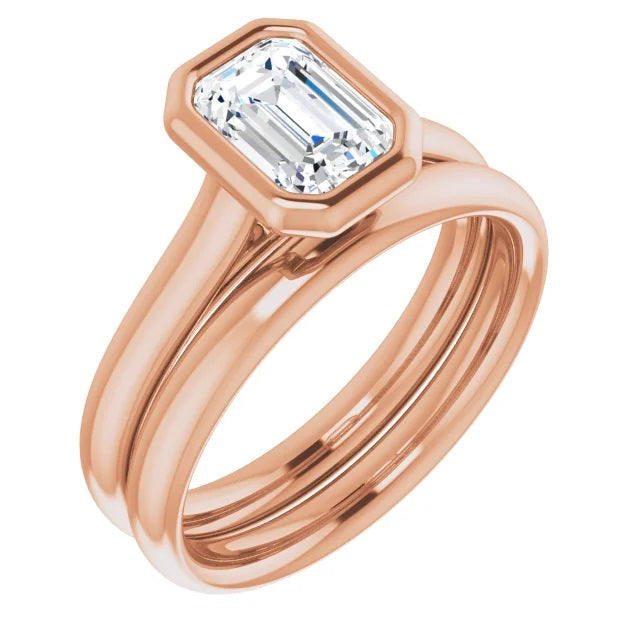 1 Carat Radiant Cut Diamond Engagement Ring in Bezel Setting