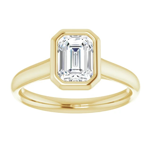 1 Carat Radiant Cut Diamond Engagement Ring in Bezel Setting