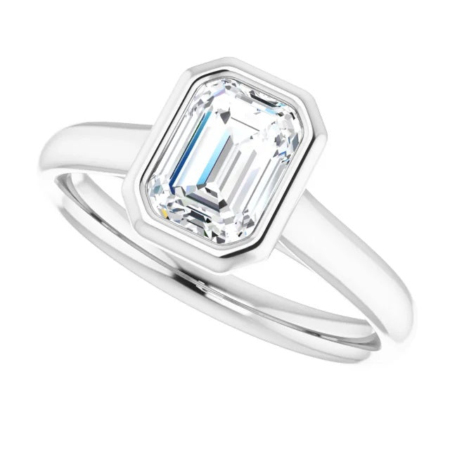 1 Carat Radiant Cut Diamond Engagement Ring in Bezel Setting