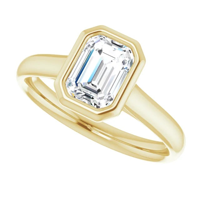 1 Carat Radiant Cut Diamond Engagement Ring in Bezel Setting