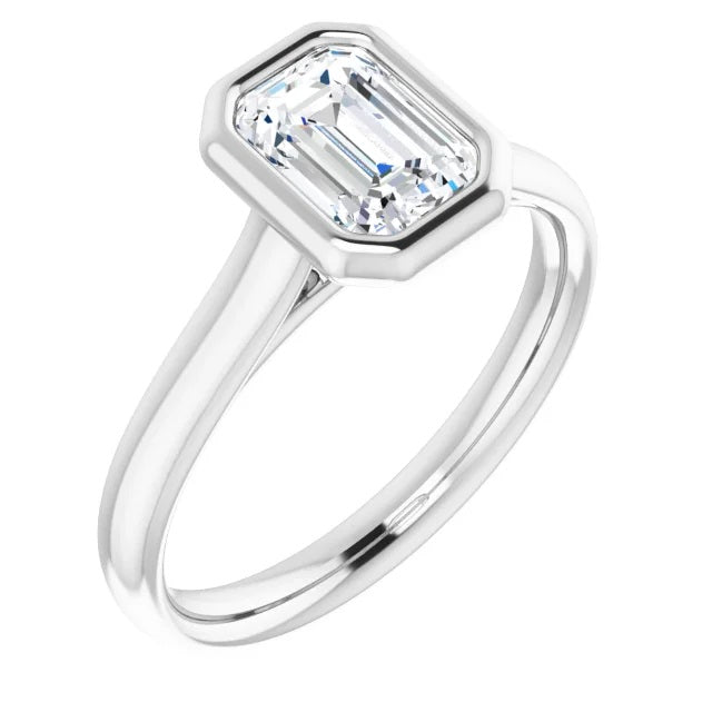 1 Carat Radiant Cut Diamond Engagement Ring in Bezel Setting