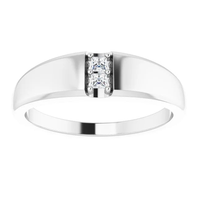 Mens Diamond Ring in Fine Silver