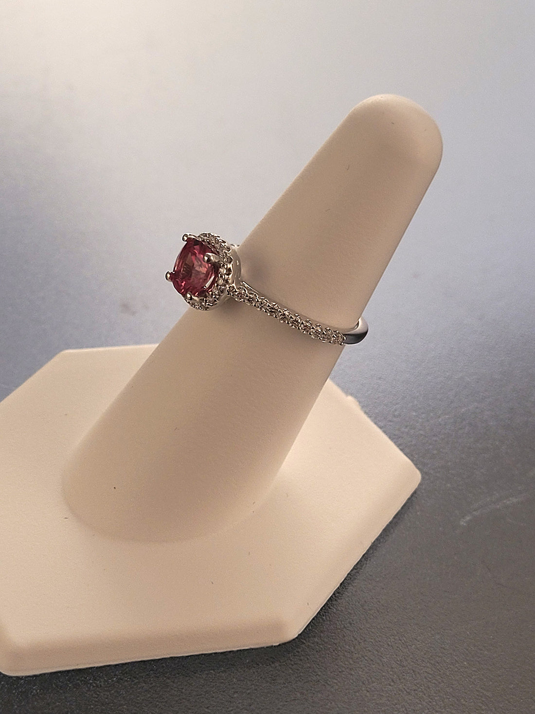 Padparadscha Sapphire & Diamond Engagement Ring