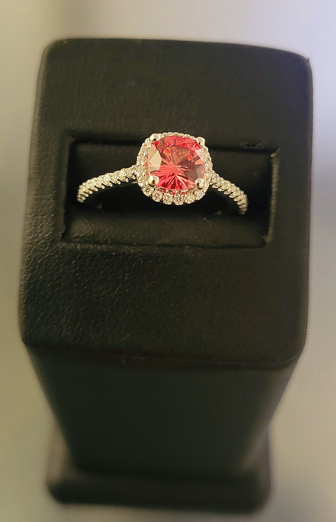 Padparadscha Sapphire & Diamond Engagement Ring