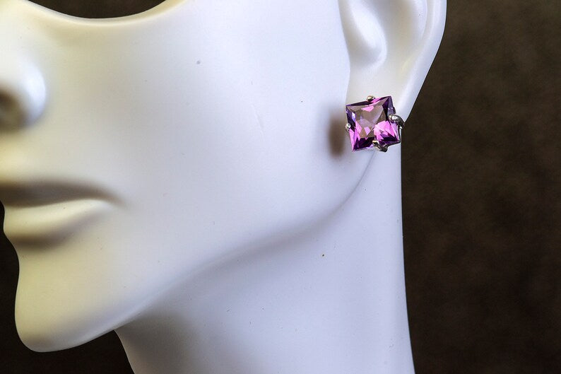 Alexandrite Sterling silver stud earrings