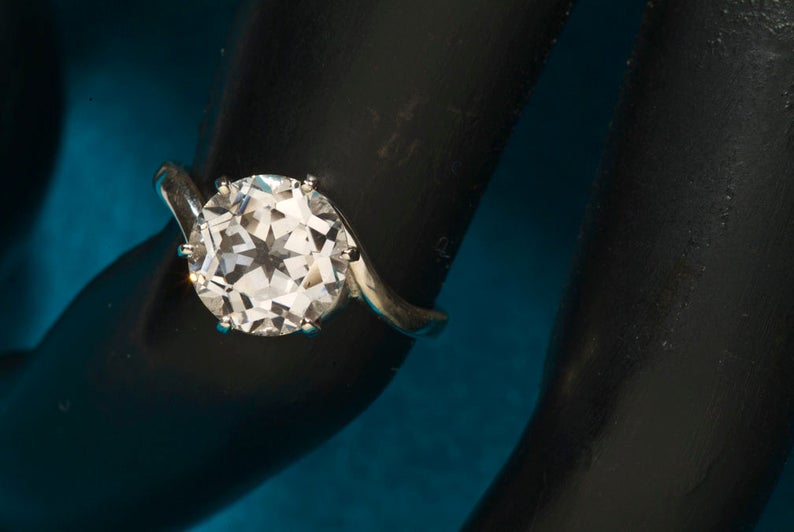 14k Gold 3 Carat Round White Sapphire Engagement Ring