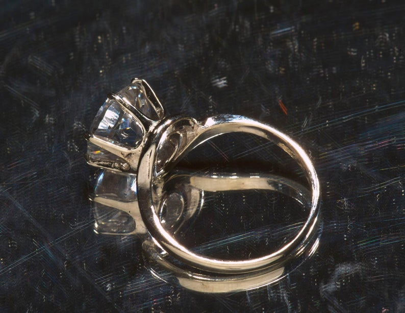 14k Gold 3 Carat Round White Sapphire Engagement Ring