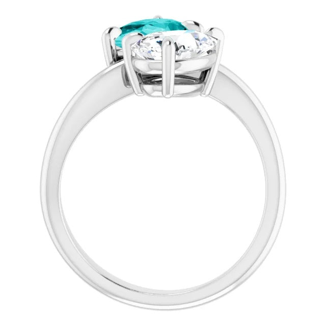 Two Stone Pear Moissanite Engagement Ring, Toi et Moi Ring
