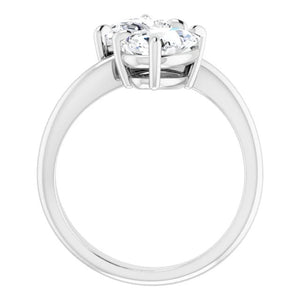 Two Stone Pear Moissanite Engagement Ring, Toi et Moi Ring
