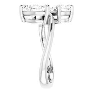 Two Stone Pear Moissanite Engagement Ring, Toi et Moi Ring