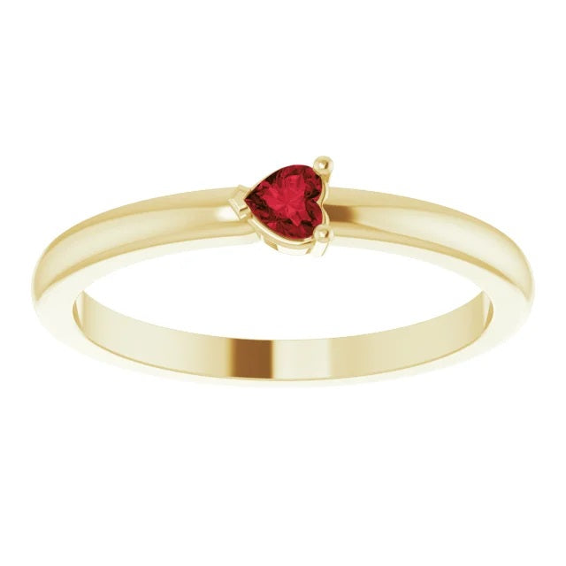 14k Gold Heart Shape Multi-Gemstone Mothers Ring, Family Birthstone Ring