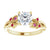 Moissanite Engagement Ring with Ruby & Pink Tourmaline