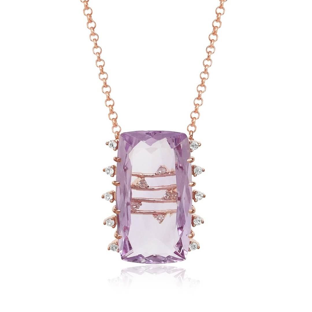 Transparenza Pink Amethyst & White Topaz Necklace in Gold Vermeil
