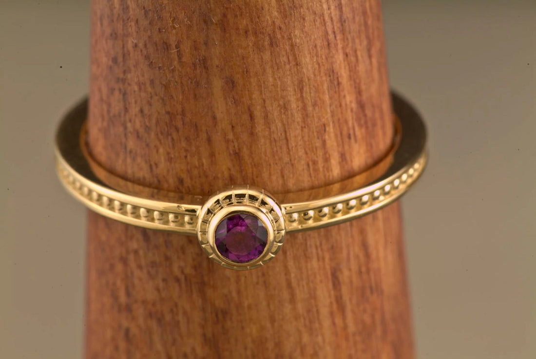 14k Gold Amethyst Stacking Ring