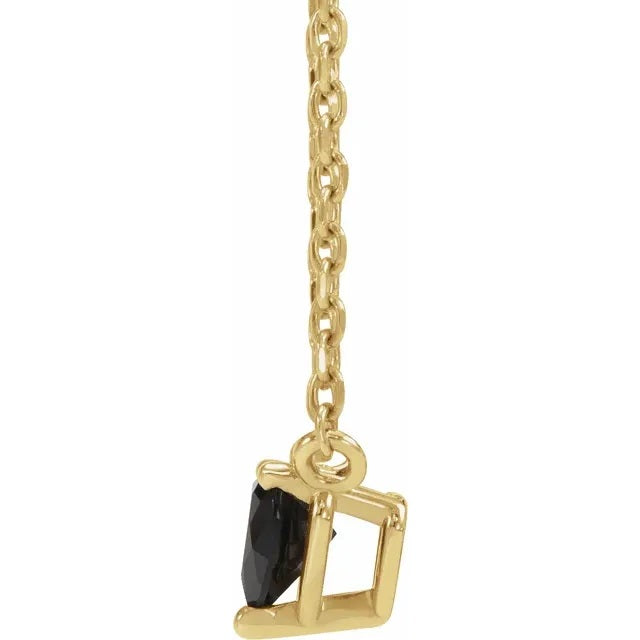 Black Onyx Heart Necklace, Black Heart Necklace