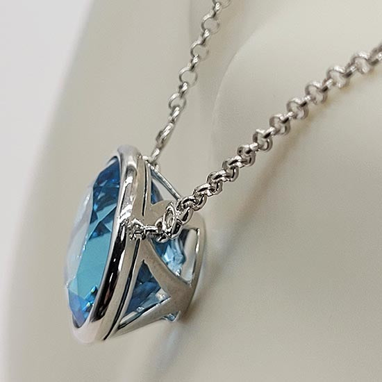 Blue Topaz 14 Carats Sterling Silver Statement Necklace