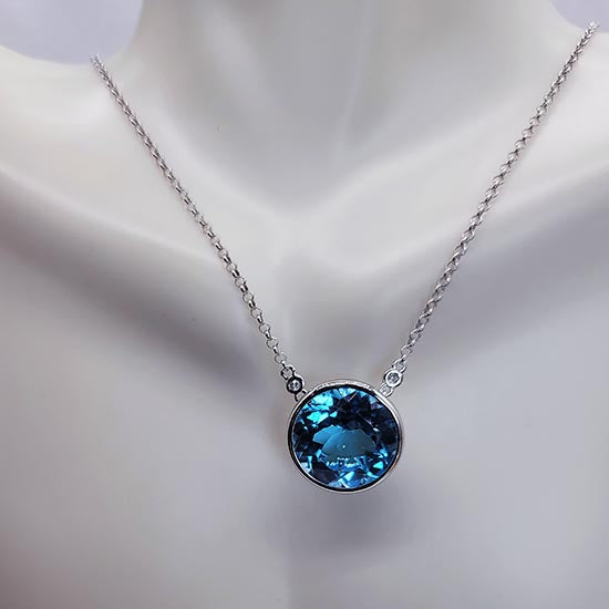 Blue Topaz 14 Carats Sterling Silver Statement Necklace
