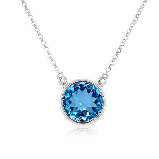 Blue Topaz 14 Carats Sterling Silver Statement Necklace