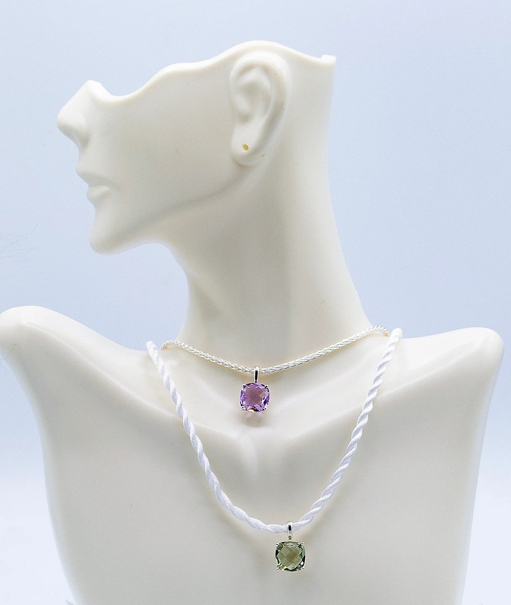 Green Quartz Necklace, Green Amethyst Pendant