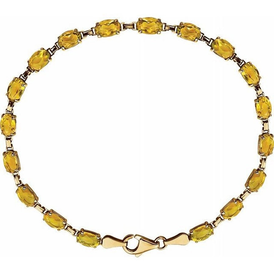 14k Gold Gemstone Tennis Bracelet in Peridot, Garnet, Citrine, Amethyst & Blue Topaz