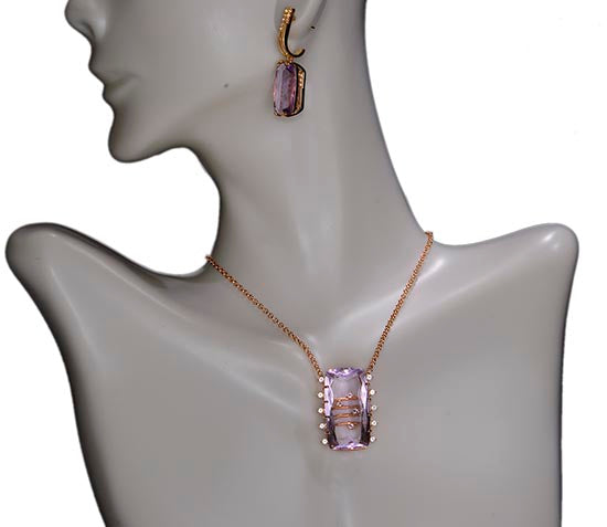 Transparenza Pink Amethyst & White Topaz Dangle Earrings in Gold Vermeil
