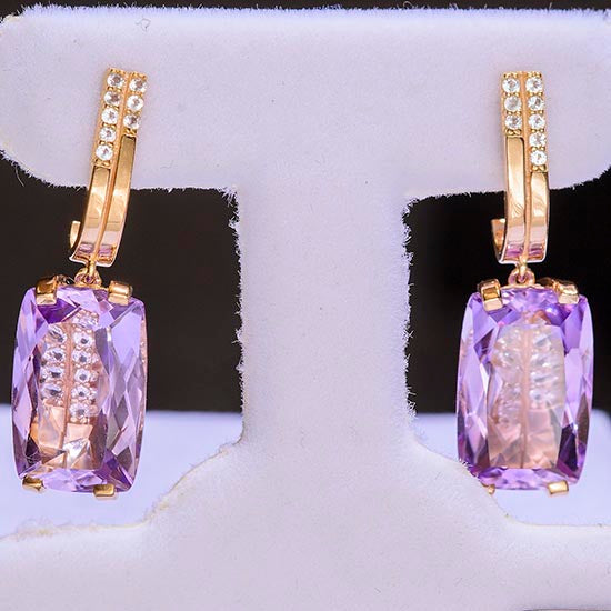 Transparenza Pink Amethyst & White Topaz Dangle Earrings in Gold Vermeil