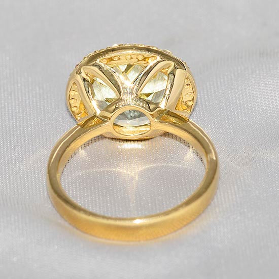 Prasiolite-Green Amethyst & White Topaz 6 Carats Halo Statement Ring
