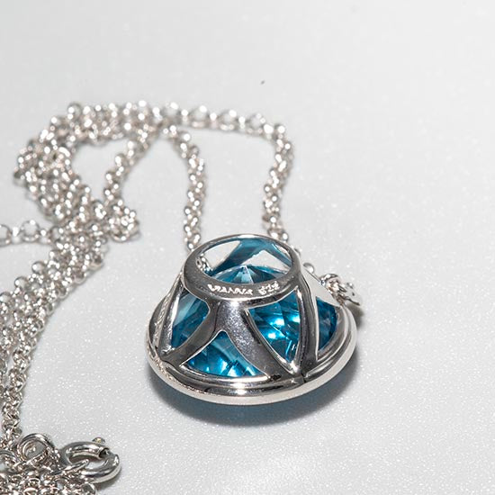 Blue Topaz 14 Carats Sterling Silver Statement Necklace