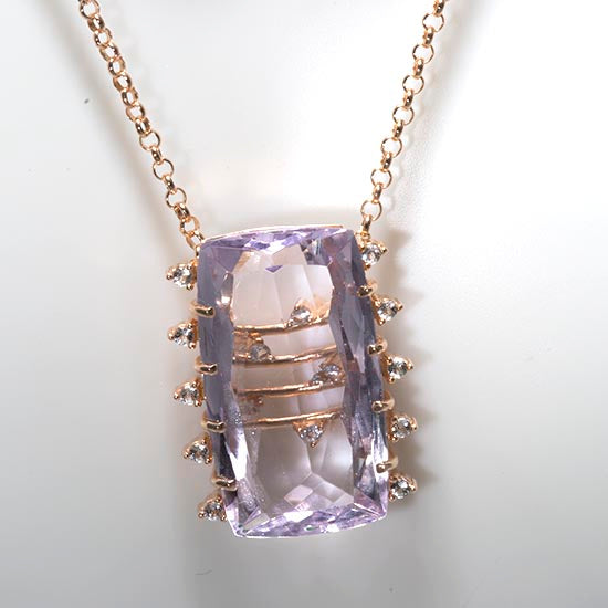 Transparenza Pink Amethyst & White Topaz Necklace in Gold Vermeil