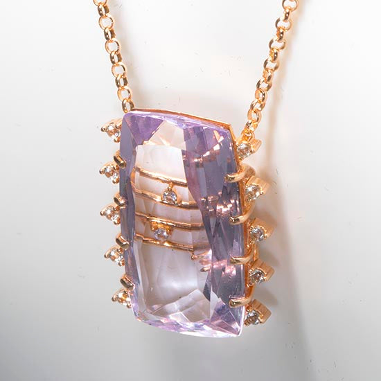 Transparenza Pink Amethyst & White Topaz Necklace in Gold Vermeil