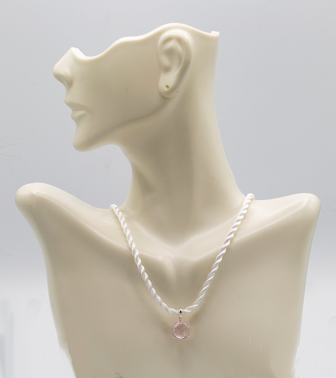 4+ Carat Antique Square Rose Quartz Necklace