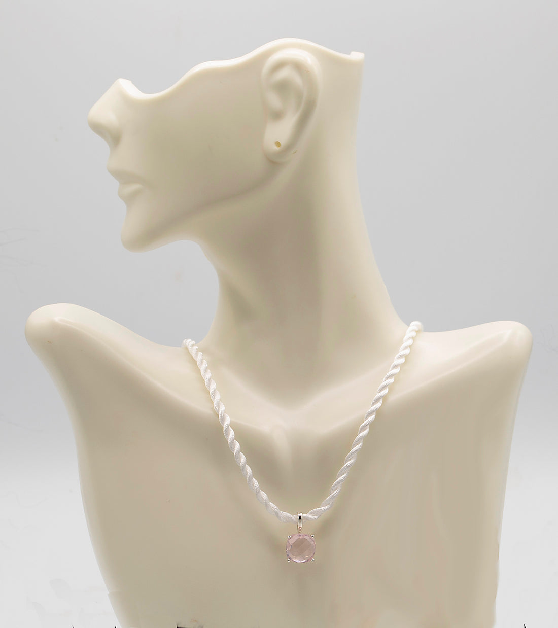 4+ Carat Antique Square Rose Quartz Necklace
