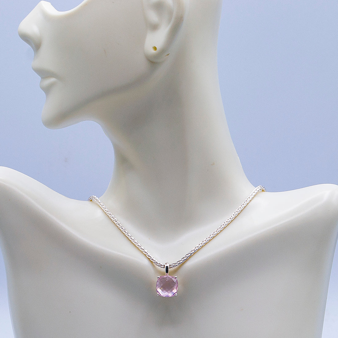 4+ Carat Antique Square Rose Quartz Necklace