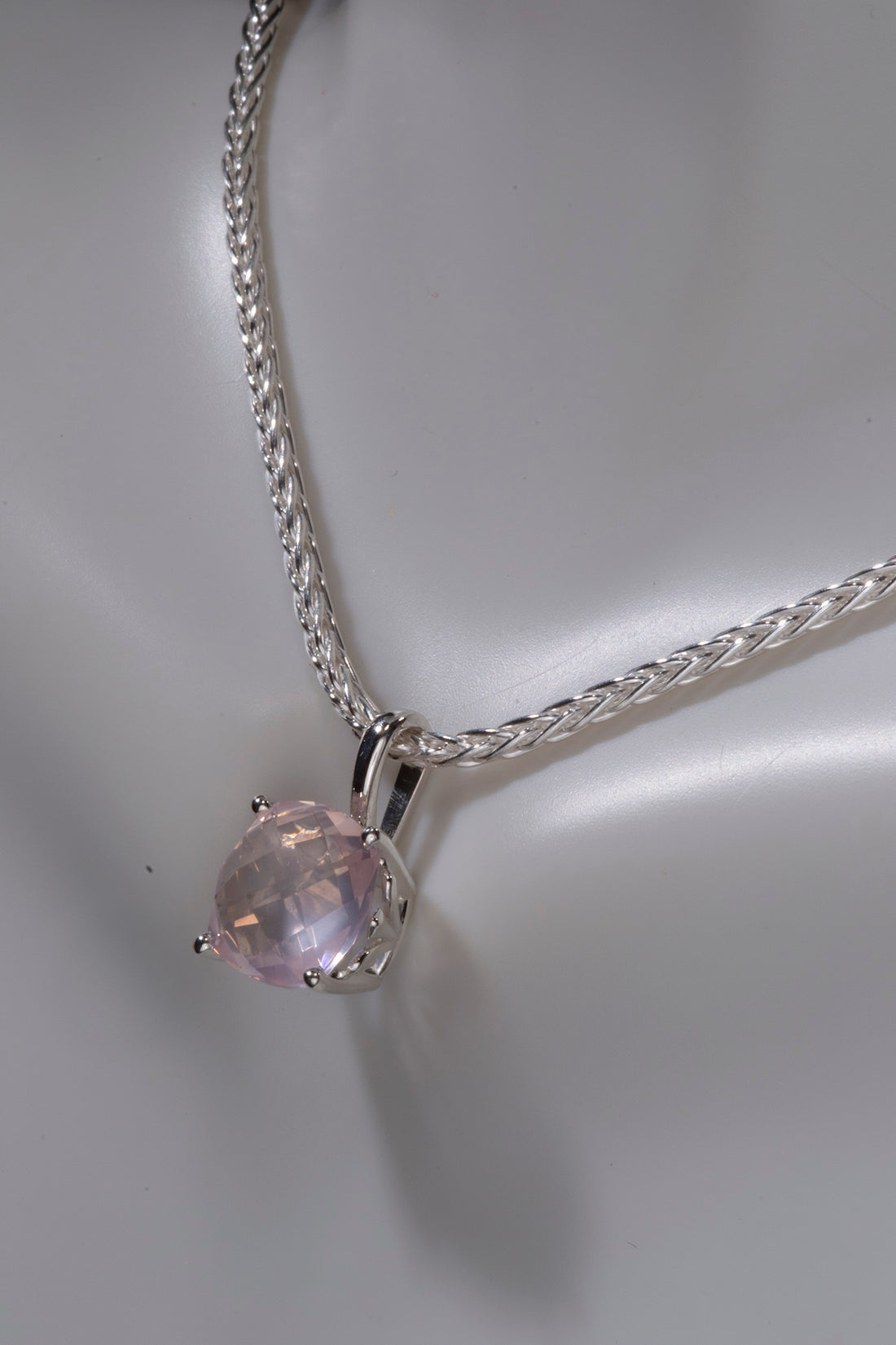 4+ Carat Antique Square Rose Quartz Necklace