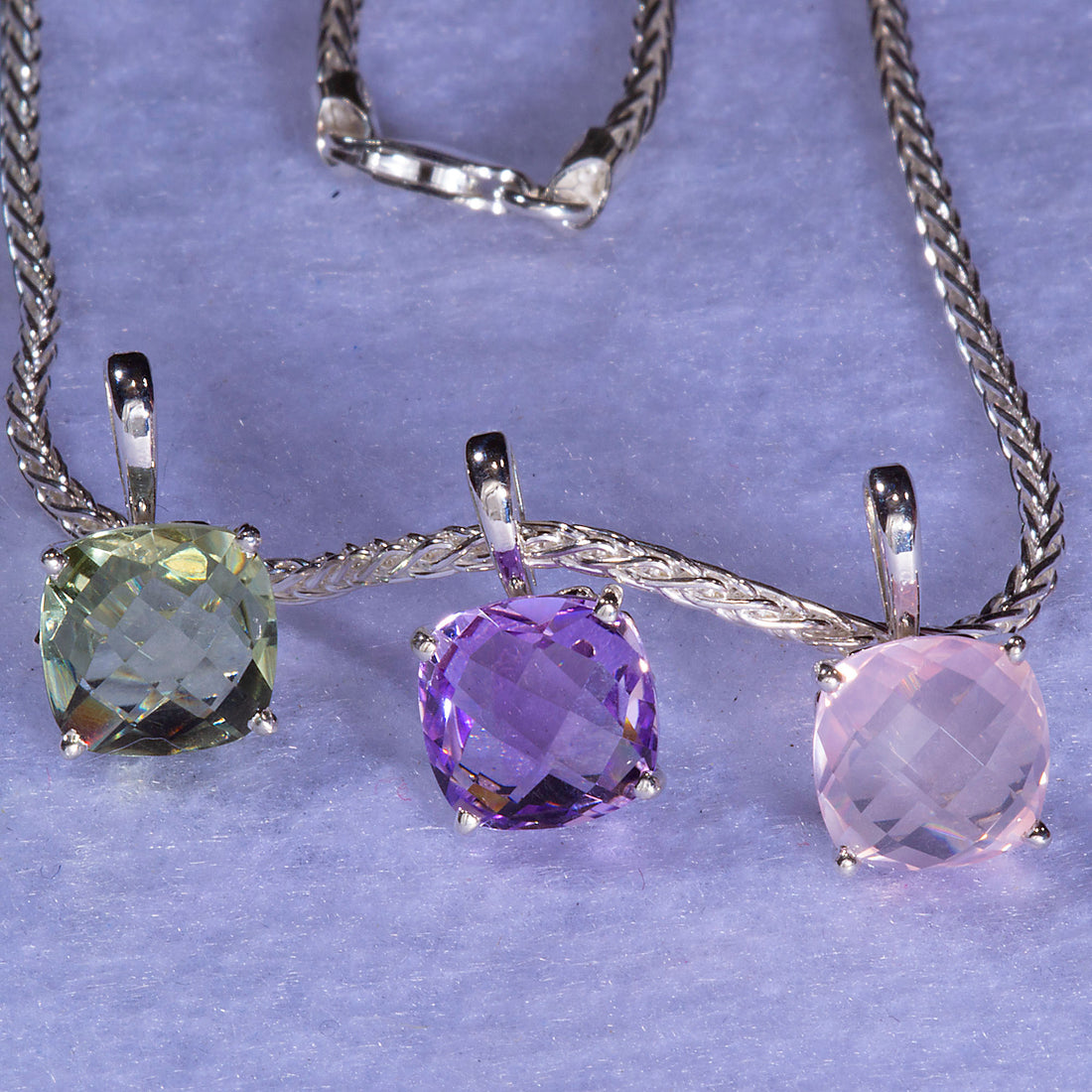 4+ Carat Antique Square Rose Quartz Necklace