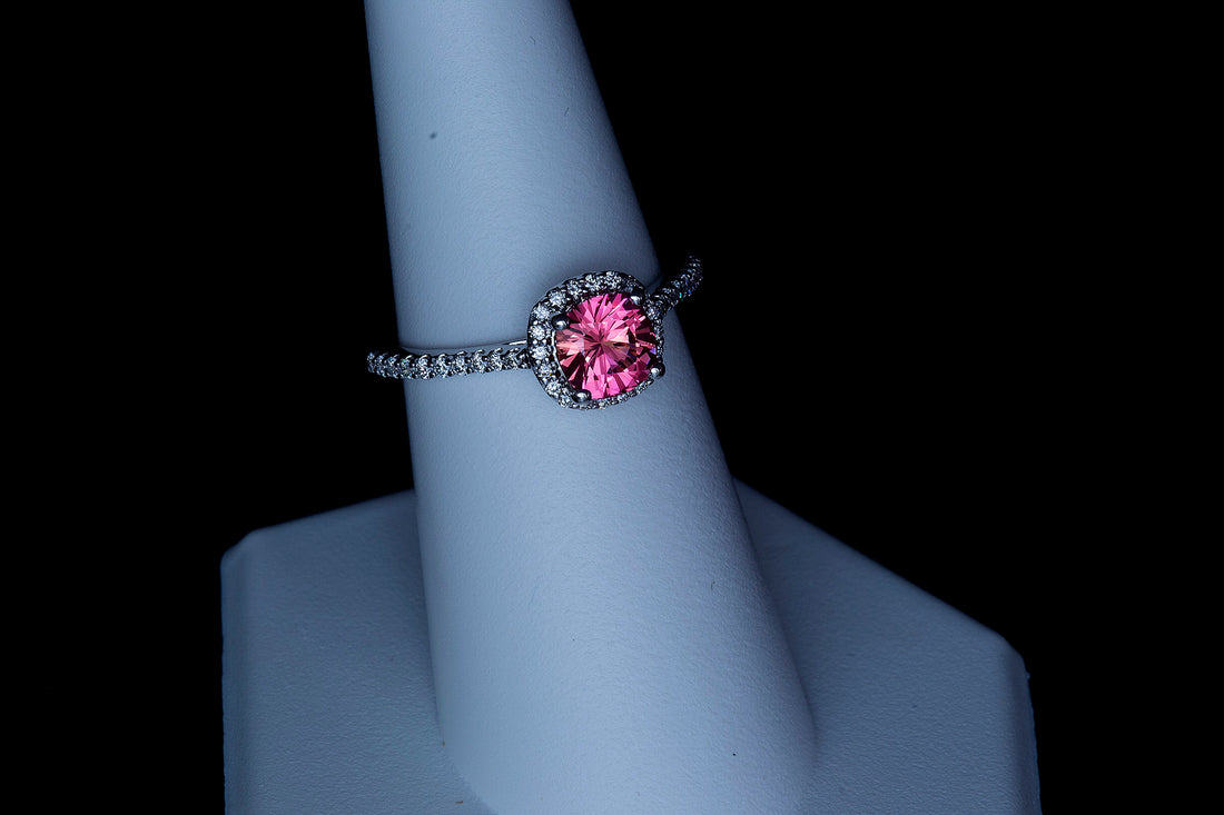 Padparadscha Sapphire & Diamond Engagement Ring