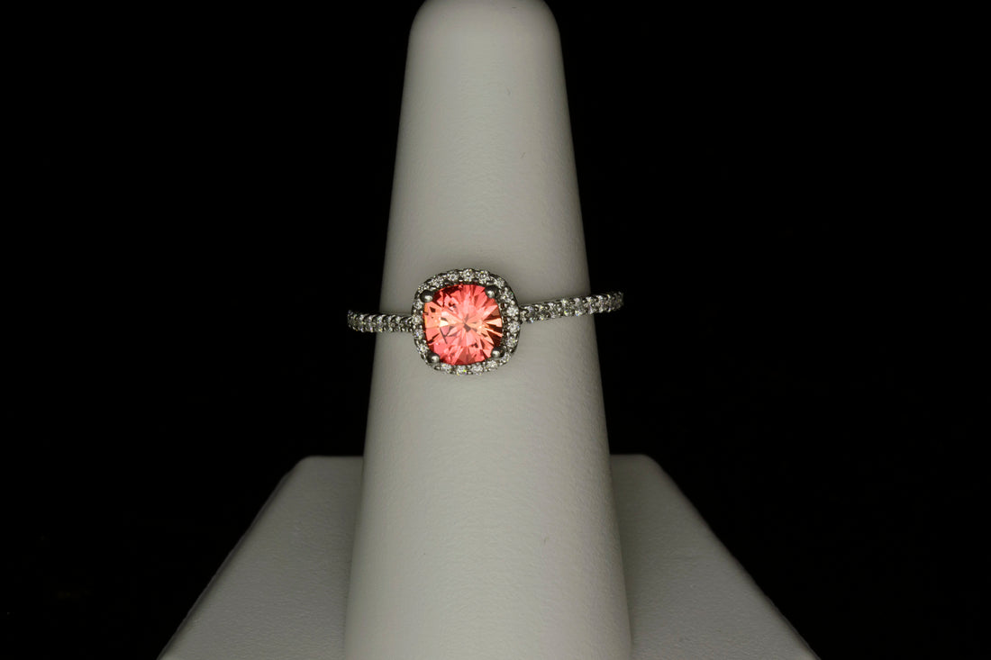 Padparadscha Sapphire & Diamond Engagement Ring