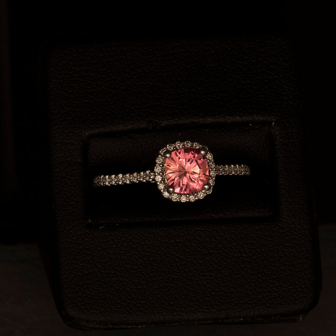 Padparadscha Sapphire & Diamond Engagement Ring