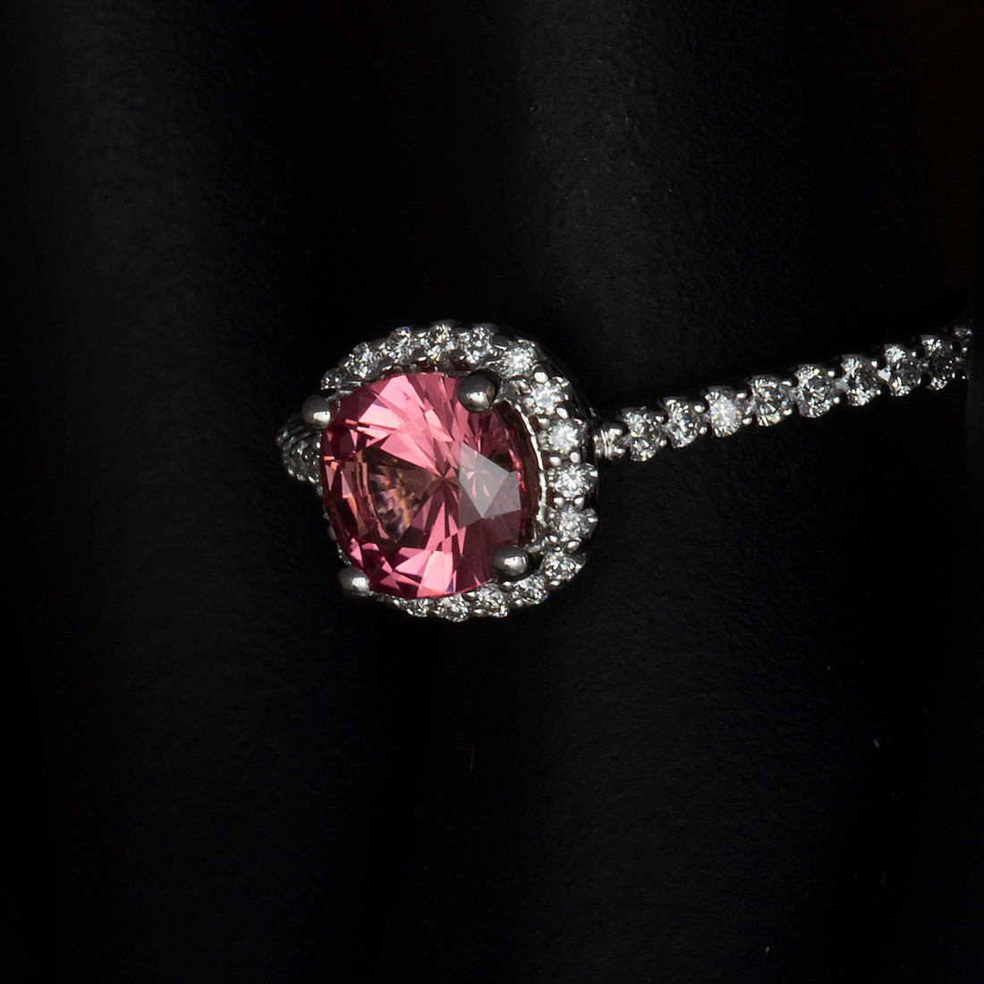 Padparadscha Sapphire & Diamond Engagement Ring