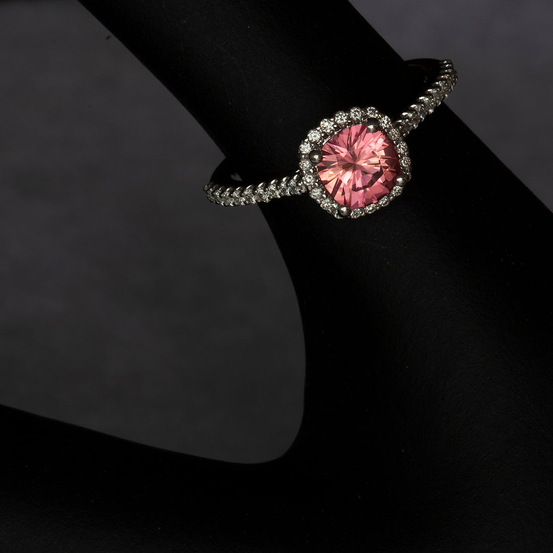 Padparadscha Sapphire & Diamond Engagement Ring