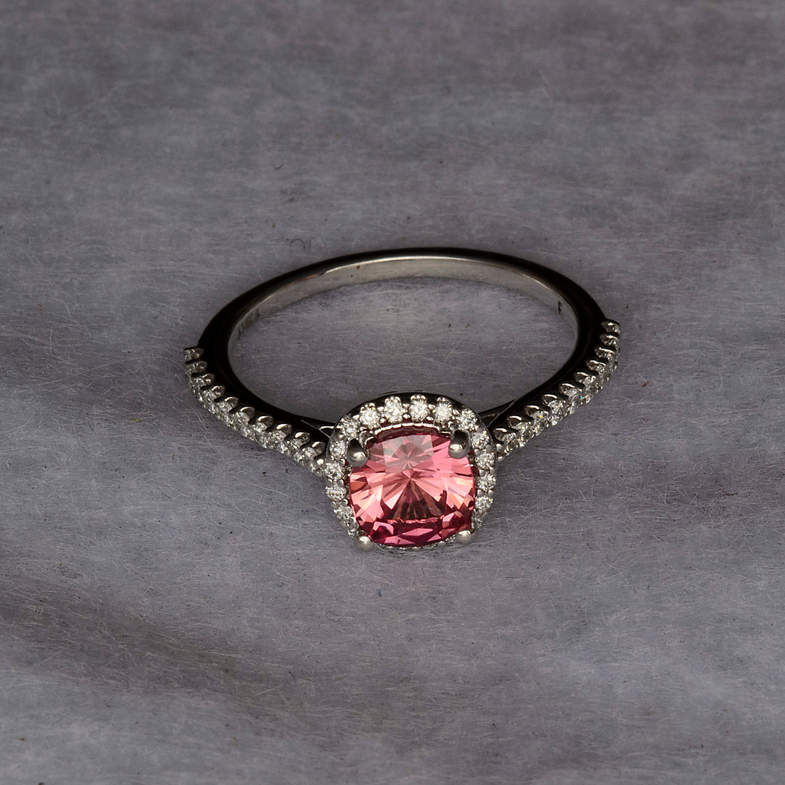 Padparadscha Sapphire & Diamond Engagement Ring