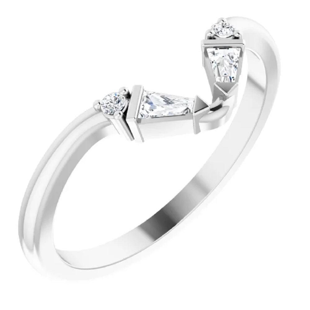 14k Gold Diamond Baguette Band, Diamond V Band