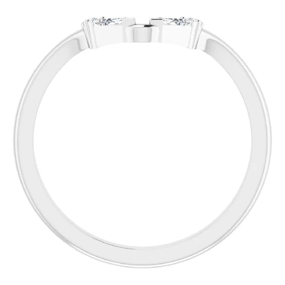 14k Gold Diamond Baguette Band, Diamond V Band