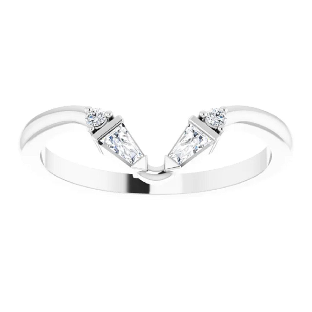 14k Gold Diamond Baguette Band, Diamond V Band