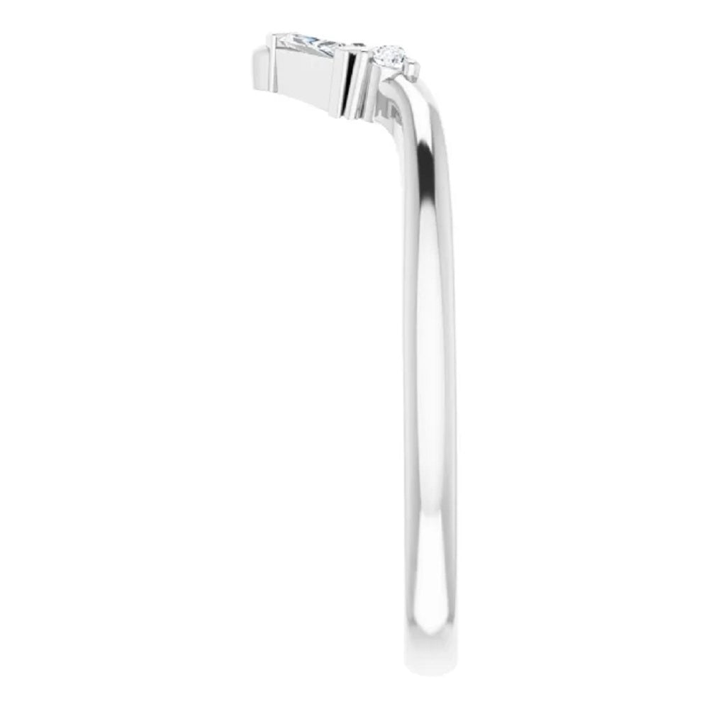 14k Gold Diamond Baguette Band, Diamond V Band