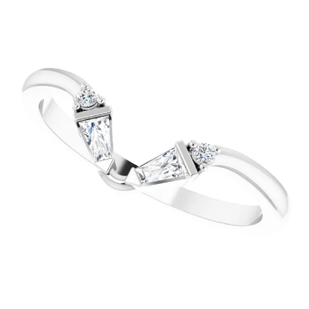 14k Gold Diamond Baguette Band, Diamond V Band
